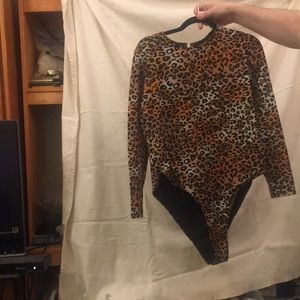 (3X) Cynthia Rowley Bodysuit/bathingsuit animal print long sleeves stretch